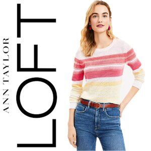 Loft pink sunshine Ombre Stripe Textured Sweater (L)